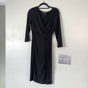 Ralph Lauren Black Fitted Long Sleeve Dress